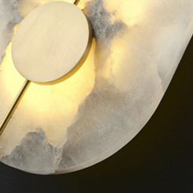 Round LED Wall Sconce with Marble Accent, Modern Nordic Design