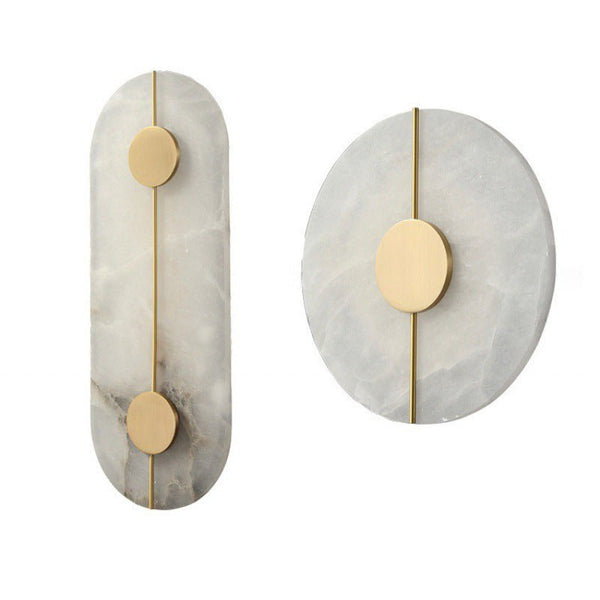 Round LED Wall Sconce with Marble Accent, Modern Nordic Design9