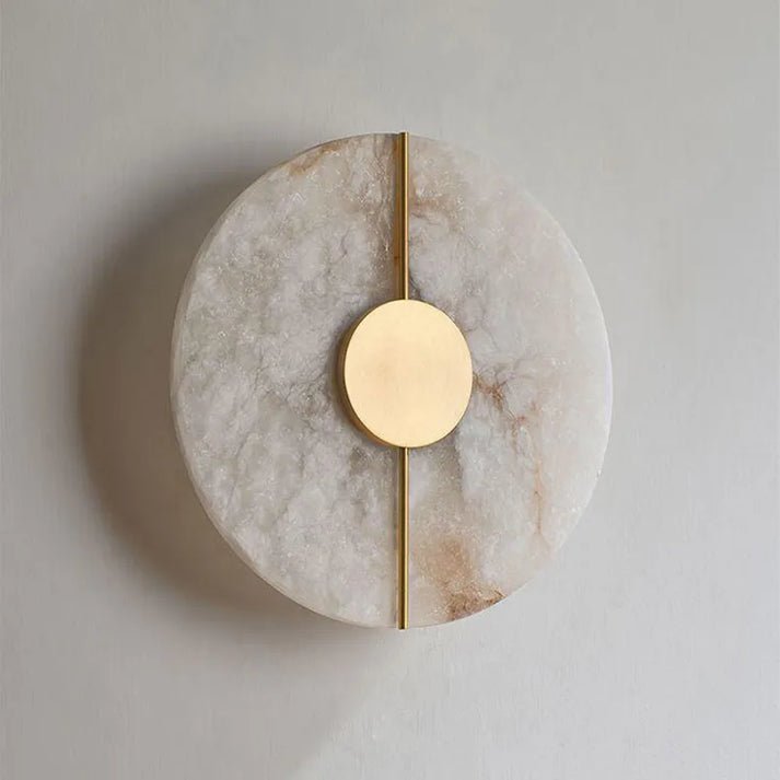 Round LED Wall Sconce with Marble Accent, Modern Nordic Design