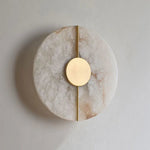Round LED Wall Sconce with Marble Accent, Modern Nordic Design