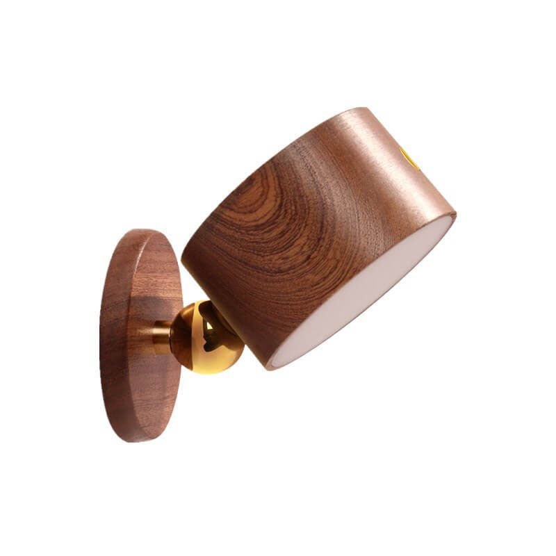 Round Wooden LED Wall Sconce - Minimalist Design, Single Light