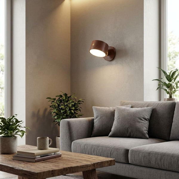 Round Wooden LED Wall Sconce - Minimalist Design, Single Light3