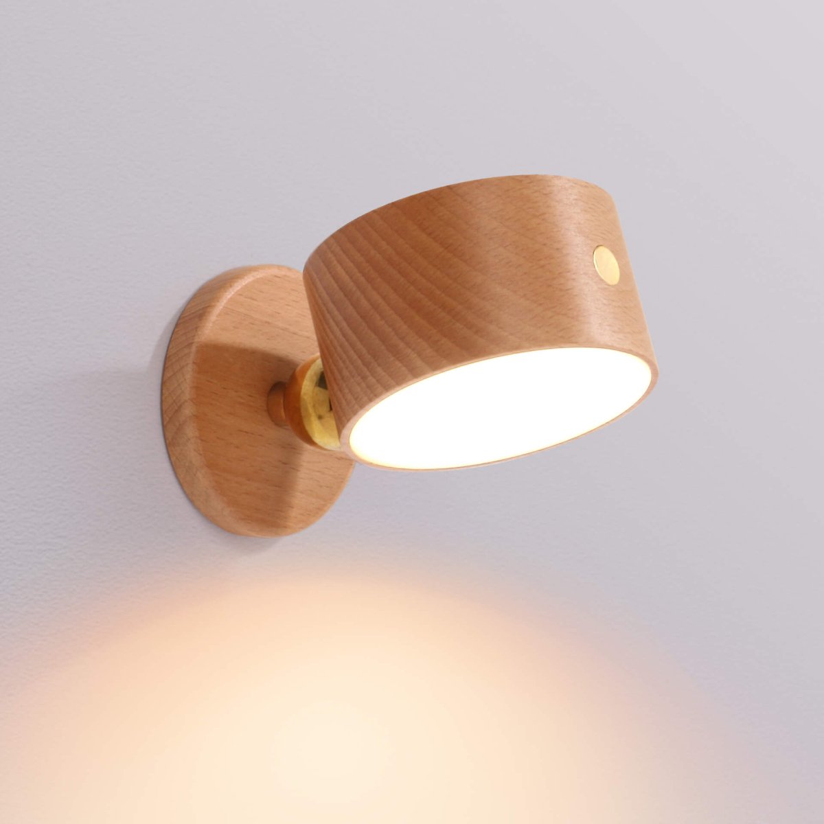 Round Wooden LED Wall Sconce - Minimalist Design, Single Light