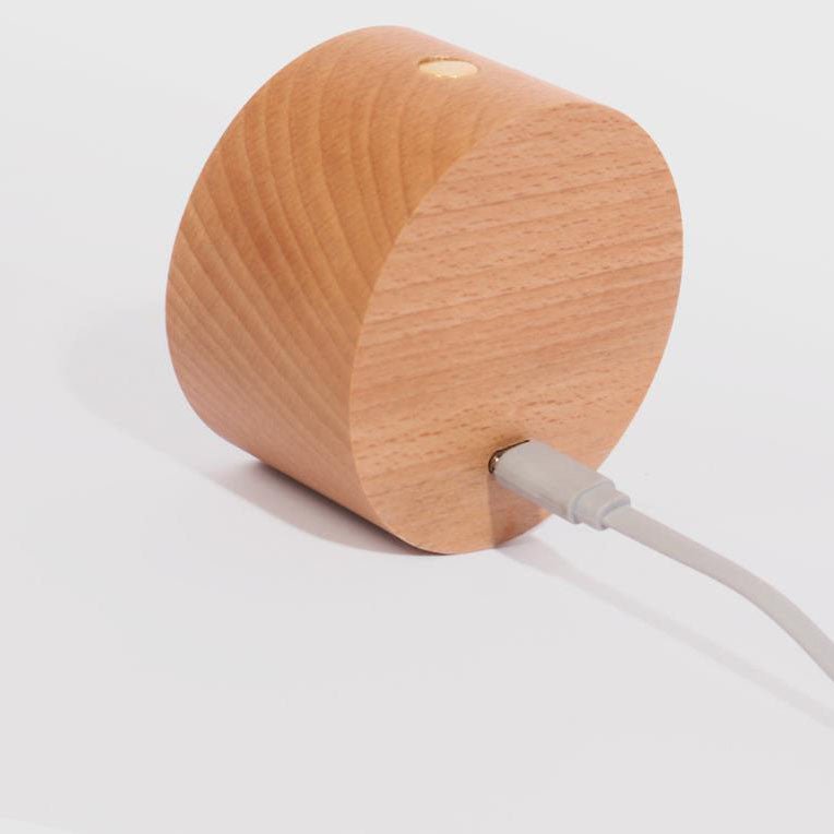 Round Wooden LED Wall Sconce - Minimalist Design, Single Light