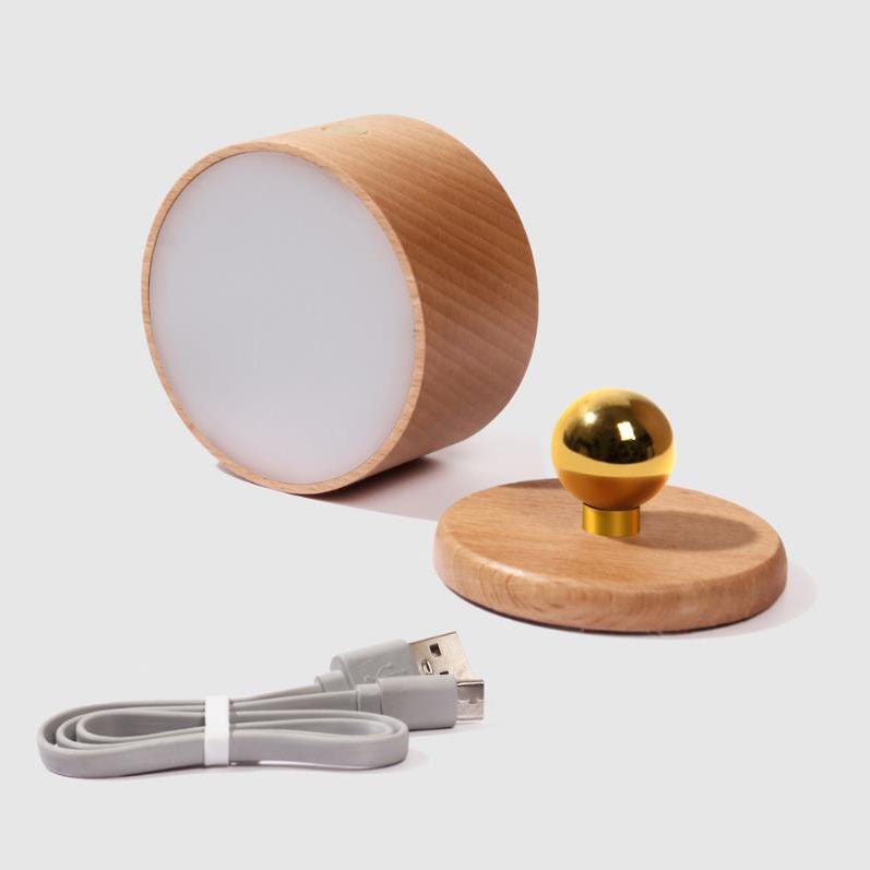 Round Wooden LED Wall Sconce - Minimalist Design, Single Light