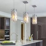 Modern Crystal Pendant Lights 3-Pack | Adjustable Chrome Ceiling Lights