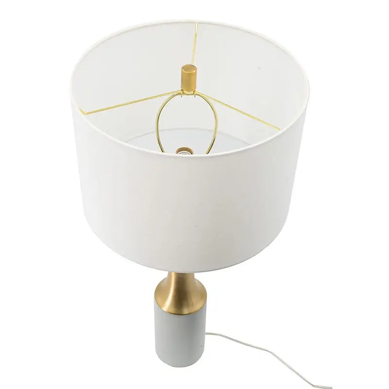 Stone-Look Cement Table Lamp with Fabric Shade
