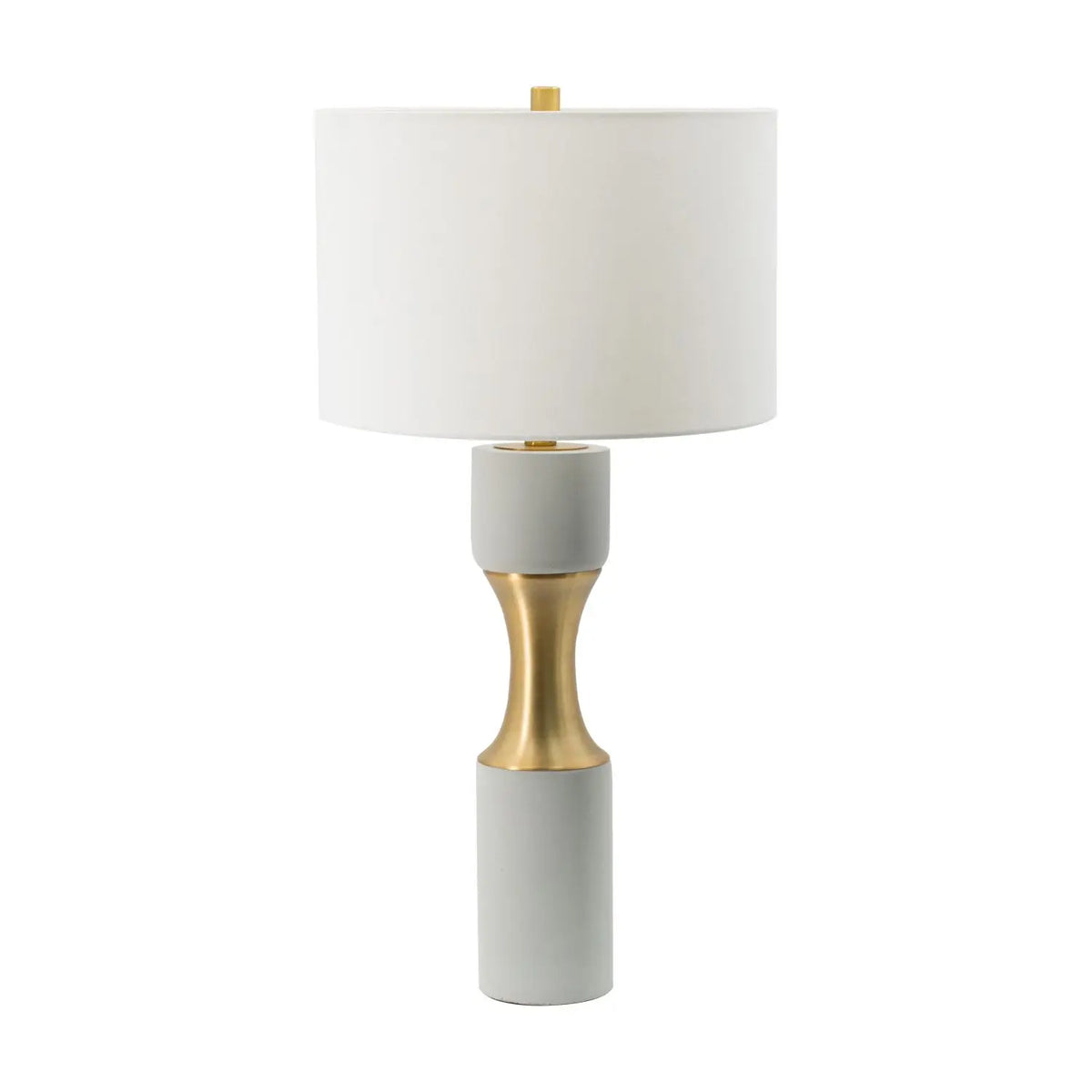 Stone-Look Cement Table Lamp with Fabric Shade