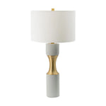 Stone-Look Cement Table Lamp with Fabric Shade