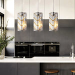 Modern Crystal Pendant Lights 3-Pack | Adjustable Chrome Ceiling Lights