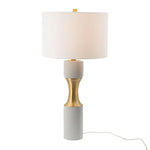 Stone-Look Cement Table Lamp with Fabric Shade