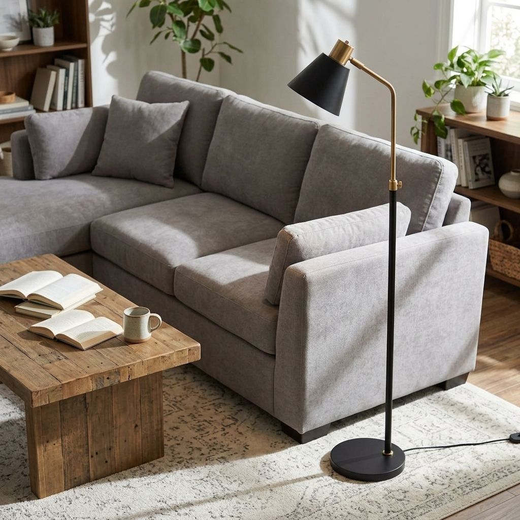 Scandinavian Style Floor Lamp with Wooden Base, 60 inches Tall