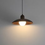 Shallow Dome Pendant Light in Wood - Modern Ceiling Fixture