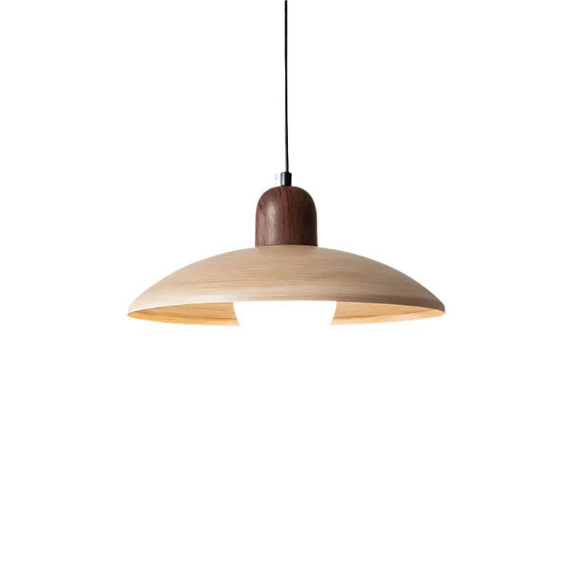 Shallow Dome Pendant Light in Wood - Modern Ceiling Fixture