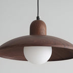 Shallow Dome Pendant Light in Wood - Modern Ceiling Fixture