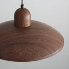 Shallow Dome Pendant Light in Wood - Modern Ceiling Fixture