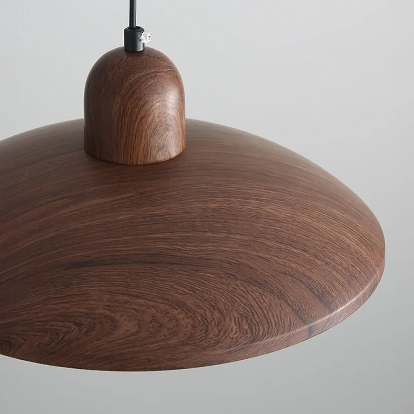 Shallow Dome Pendant Light in Wood - Modern Ceiling Fixture