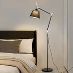Swing Arm Floor Lamp with Fabric Drum Shade