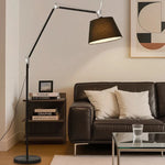 Swing Arm Floor Lamp with Fabric Drum Shade
