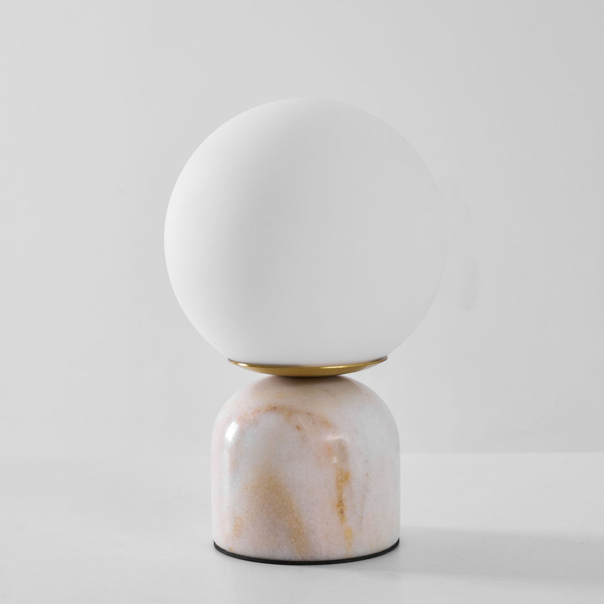 Marble Table Lamp with White Glass Globe, 9-Inch Modern Design