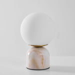 Marble Table Lamp with White Glass Globe, 9-Inch Modern Design