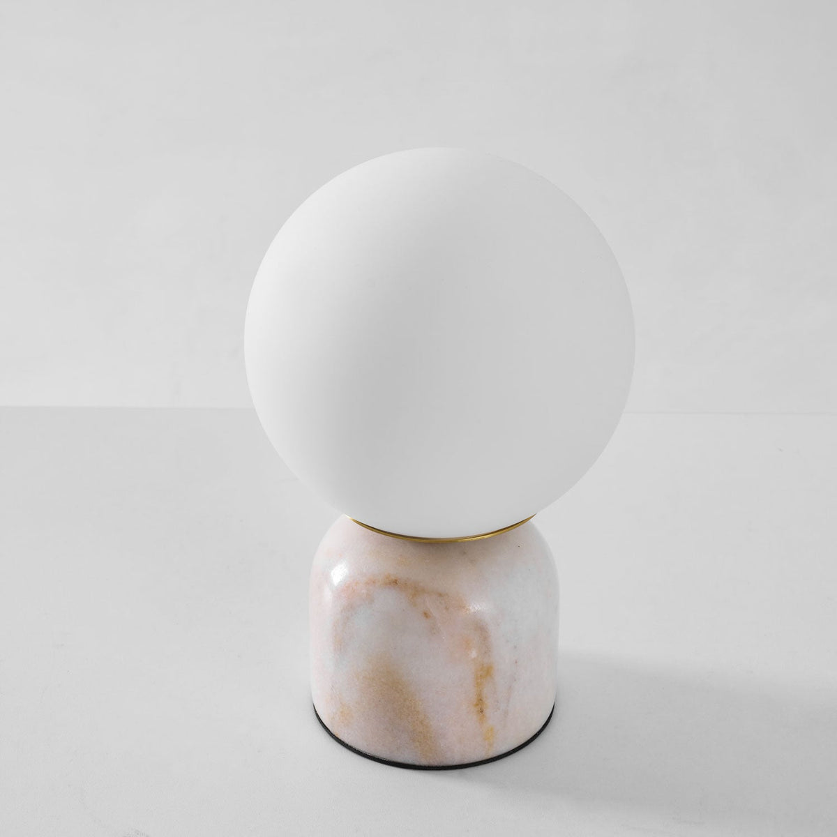 Marble Table Lamp with White Glass Globe, 9-Inch Modern Design