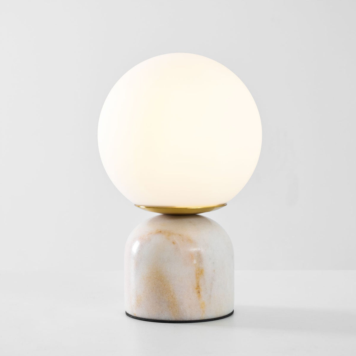 Marble Table Lamp with White Glass Globe, 9-Inch Modern Design