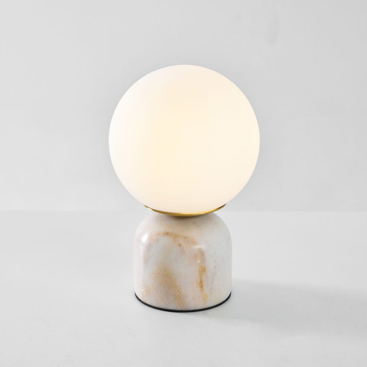 Marble Table Lamp with White Glass Globe, 9-Inch Modern Design