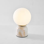 Marble Table Lamp with White Glass Globe, 9-Inch Modern Design