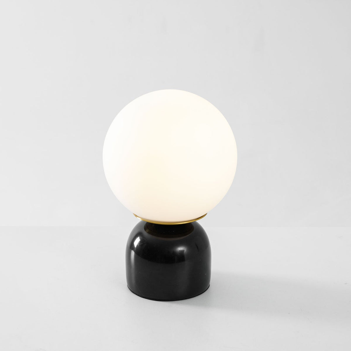 Marble Table Lamp with White Glass Globe, 9-Inch Modern Design