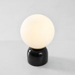 Marble Table Lamp with White Glass Globe, 9-Inch Modern Design
