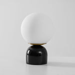 Marble Table Lamp with White Glass Globe, 9-Inch Modern Design