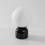 Marble Table Lamp with White Glass Globe, 9-Inch Modern Design