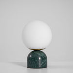 Marble Table Lamp with White Glass Globe, 9-Inch Modern Design