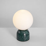Marble Table Lamp with White Glass Globe, 9-Inch Modern Design