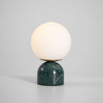 Marble Table Lamp with White Glass Globe, 9-Inch Modern Design