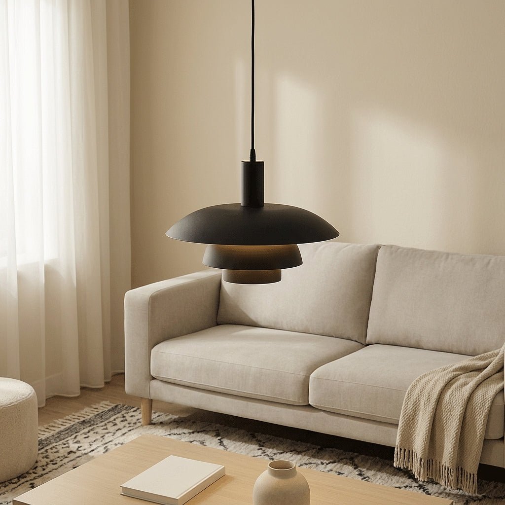 Tiered Metal Shade Pendant Light - Modern Design, 12-inch Diameter