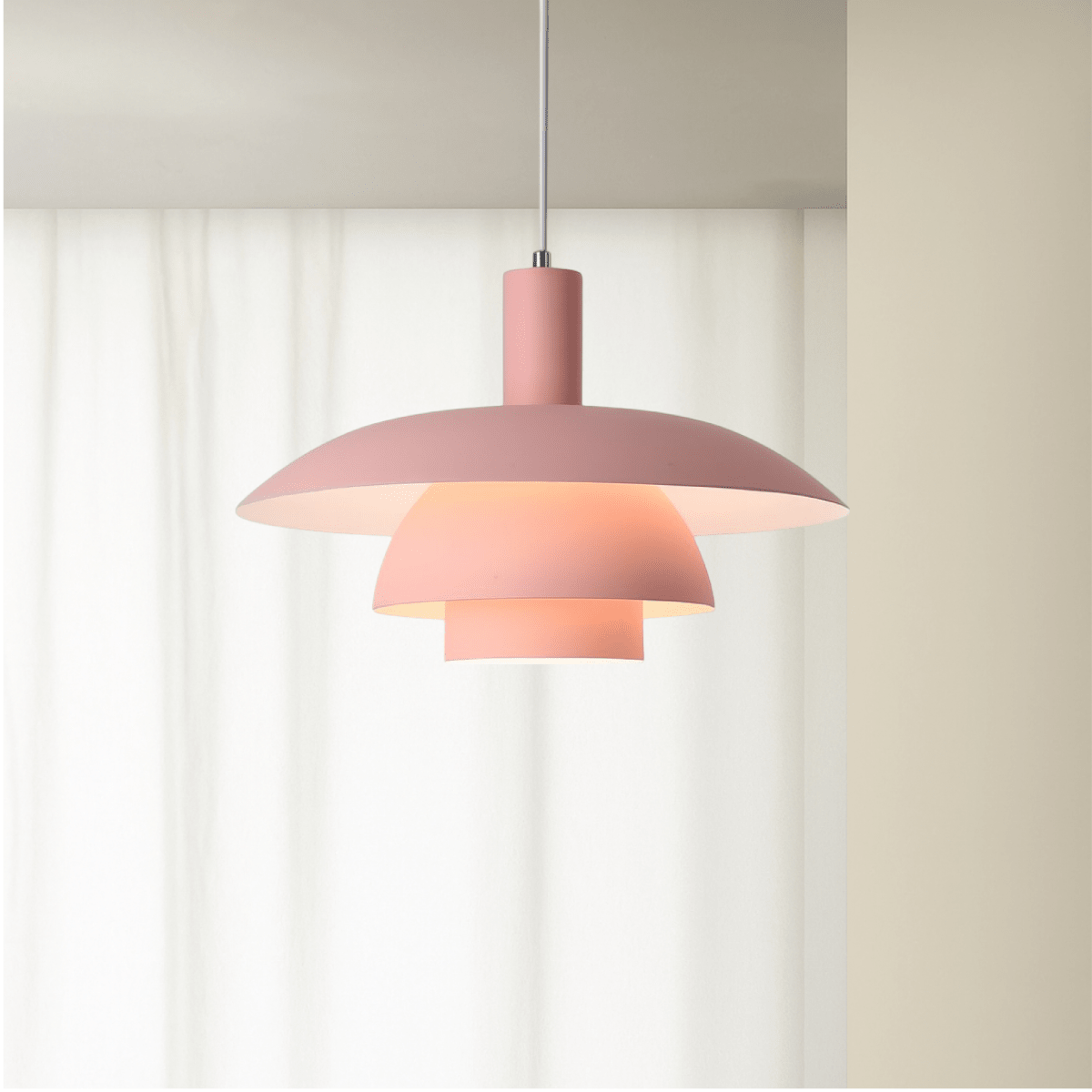 Tiered Metal Shade Pendant Light - Modern Design, 12-inch Diameter