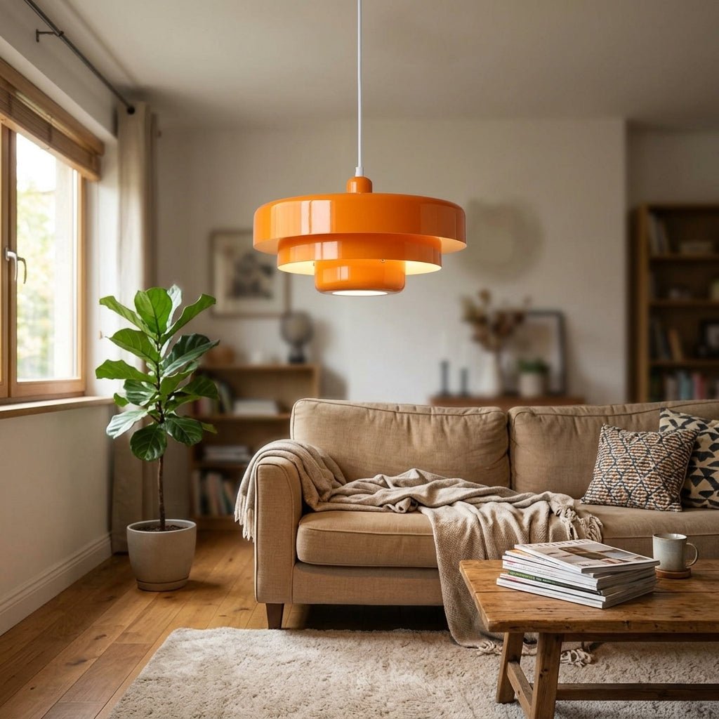 Tiered Shade Pendant Light Fixture - Modern Design, 12-inch Diameter