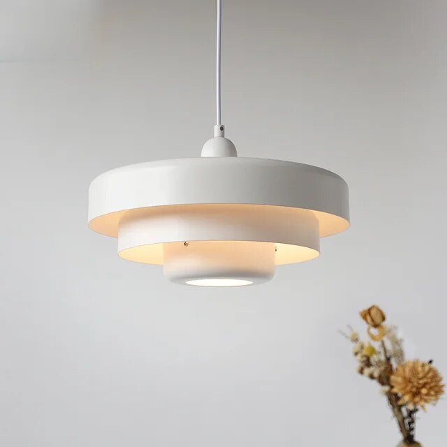 Tiered Shade Pendant Light Fixture - Modern Design, 12-inch Diameter