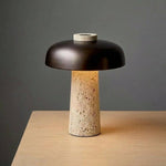 Travertine Mushroom Table Lamp - Modern Design, 15 Inches Tall