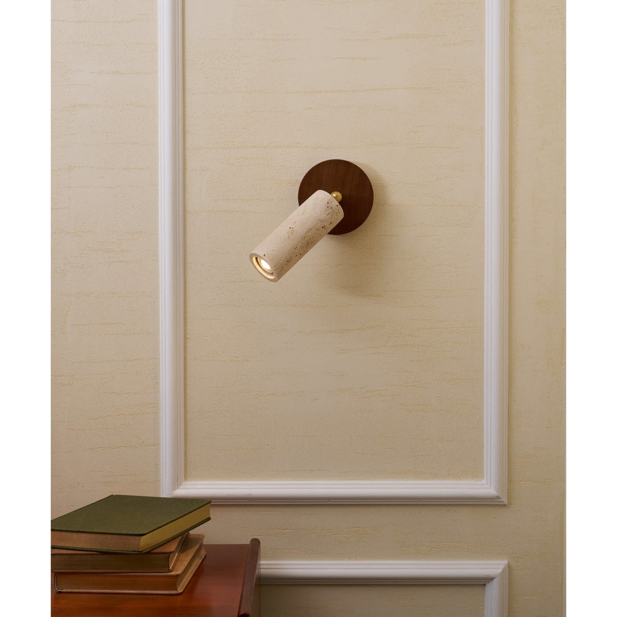 Travertine and Wood Wall Light with E27 Fitting