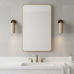 Travertine and Wood Wall Light with E27 Fitting