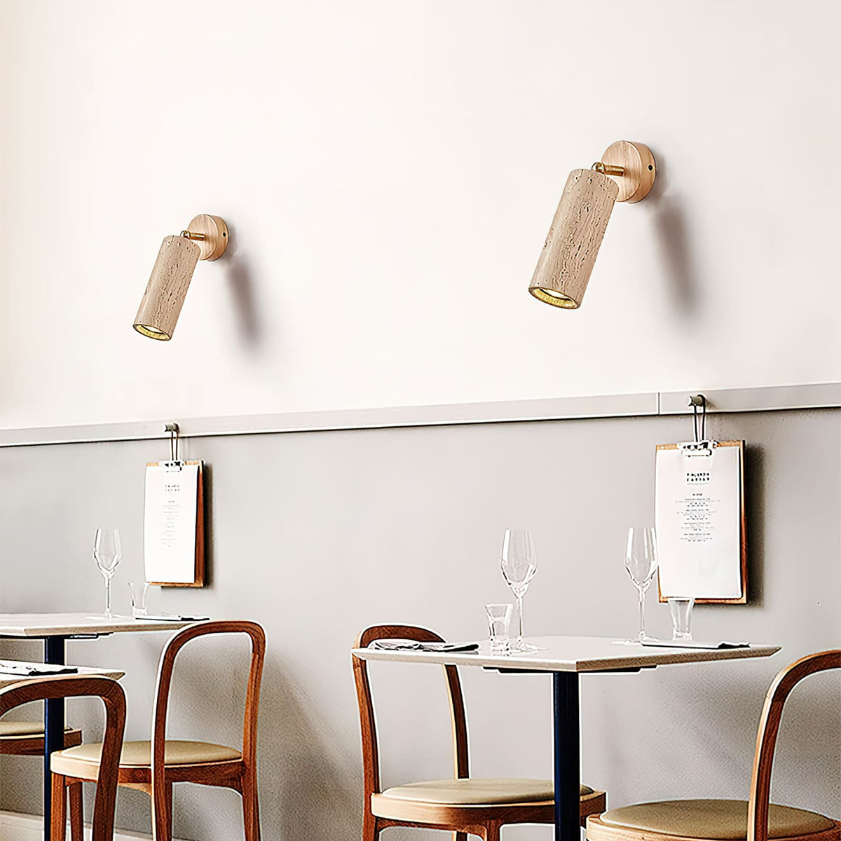 Travertine and Wood Wall Light with E27 Fitting