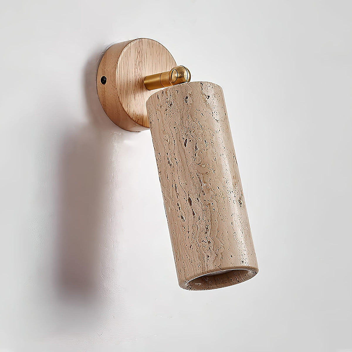 Travertine and Wood Wall Light with E27 Fitting