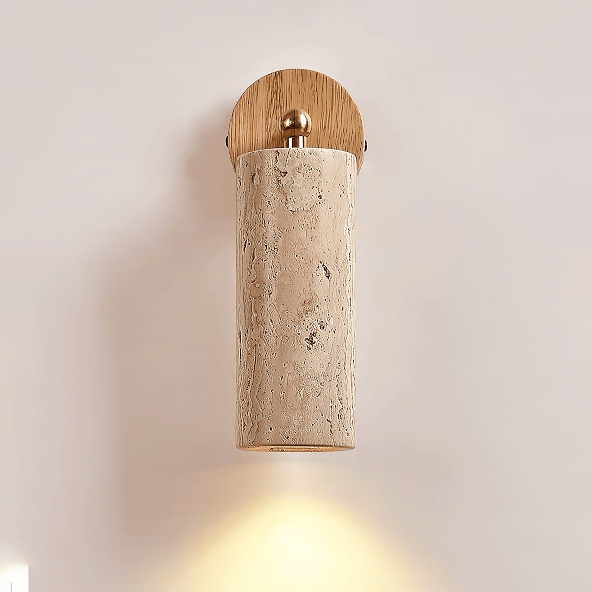Travertine and Wood Wall Light with E27 Fitting