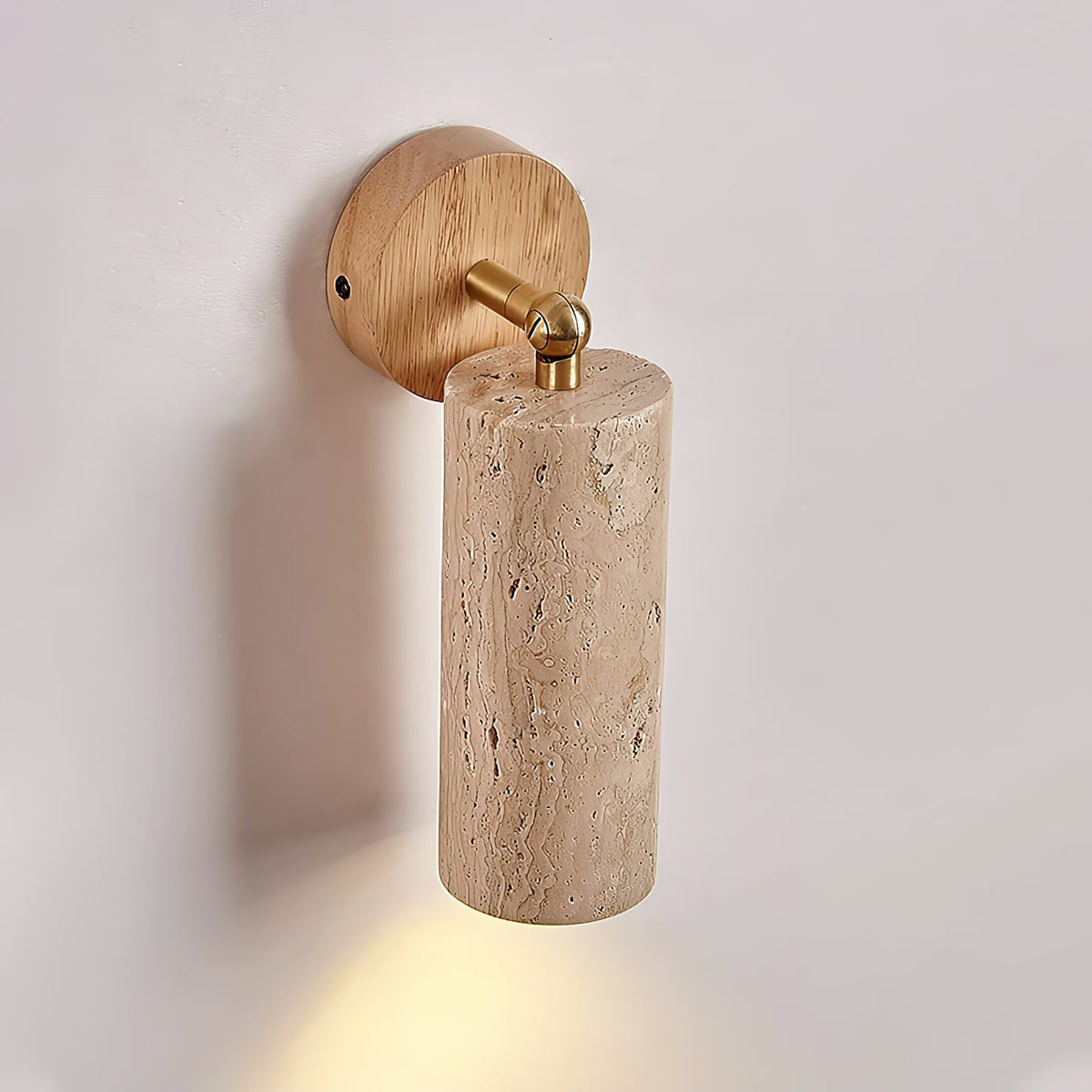 Travertine and Wood Wall Light with E27 Fitting