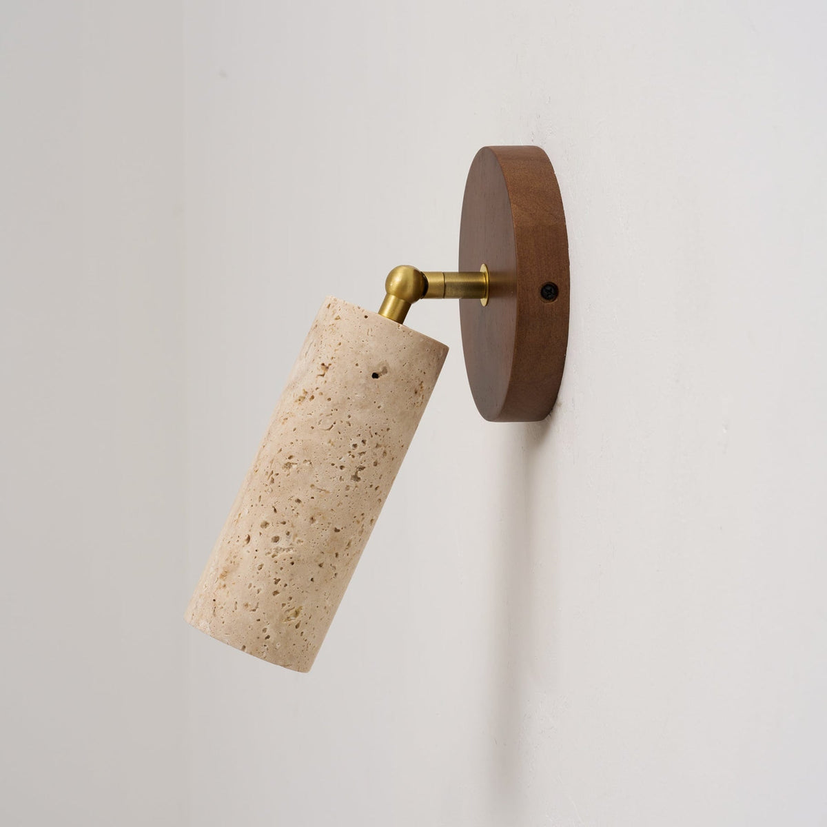 Travertine and Wood Wall Light with E27 Fitting