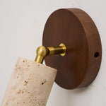 Travertine and Wood Wall Light with E27 Fitting