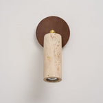 Travertine and Wood Wall Light with E27 Fitting